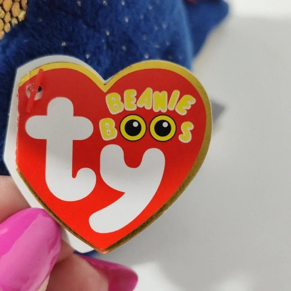 Ty Beanie Boos Saffire Blue Gold Metallic Dragon Plush Stuffed Animal Hang Tags - Picture 5 of 11